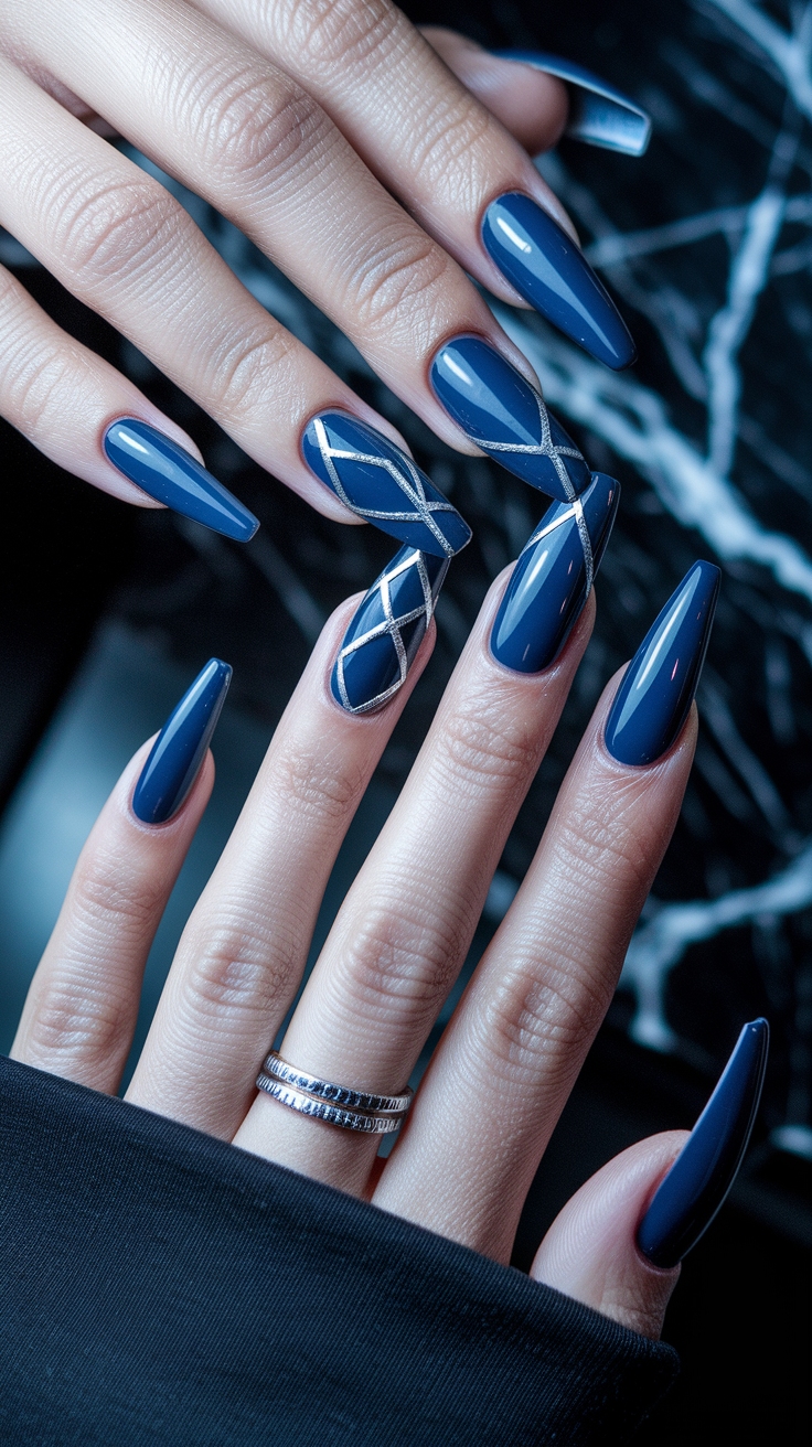dark blue nail ideas outfit idea