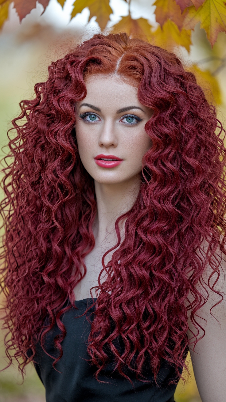 Dark Cherry Red Hair Curly Styles to Try outfit idea