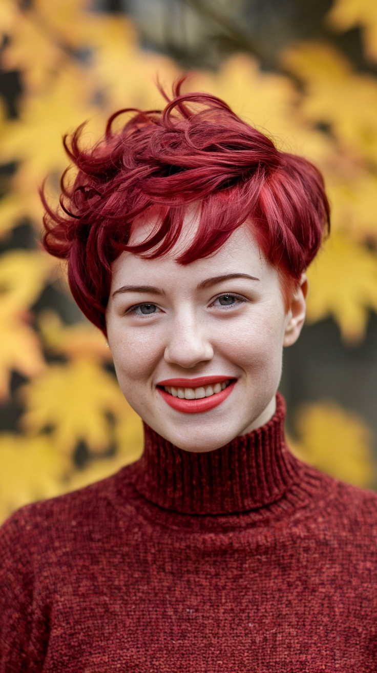 Styling Dark Cherry Red Hair Short for a Bold Look outfit idea