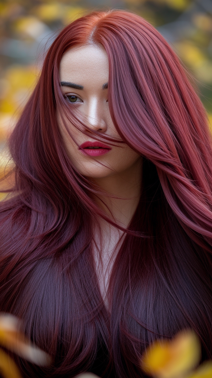 How to Add Dark Cherry Red Hair with Highlights outfit idea