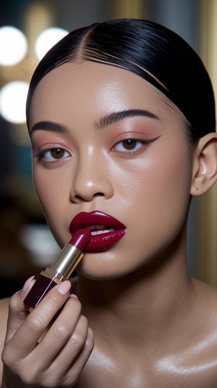 Dark Cherry Red Lipstick to Elevate Your Look outfit idea