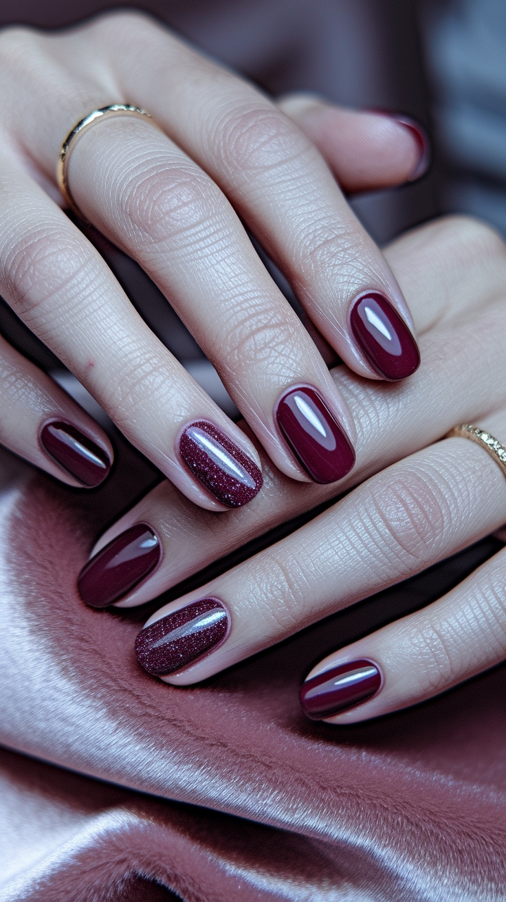 Trendy Dark Cherry Red Nails to Elevate Your Style outfit idea