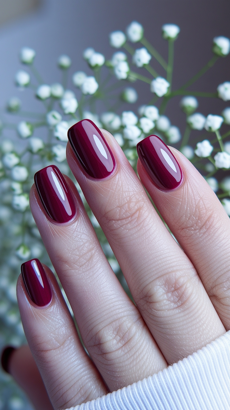 How to Care for Dark Cherry Red Nails Short outfit idea