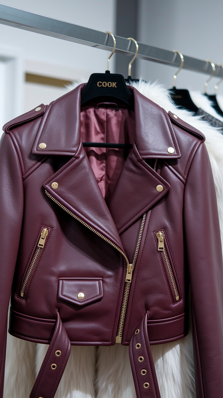 The Allure of the Dark Red Leather Jacket This Season outfit idea