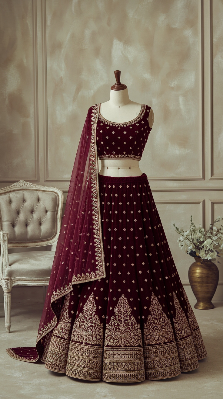 Traditional Elegance: Dark Red Lehenga Ideas outfit idea