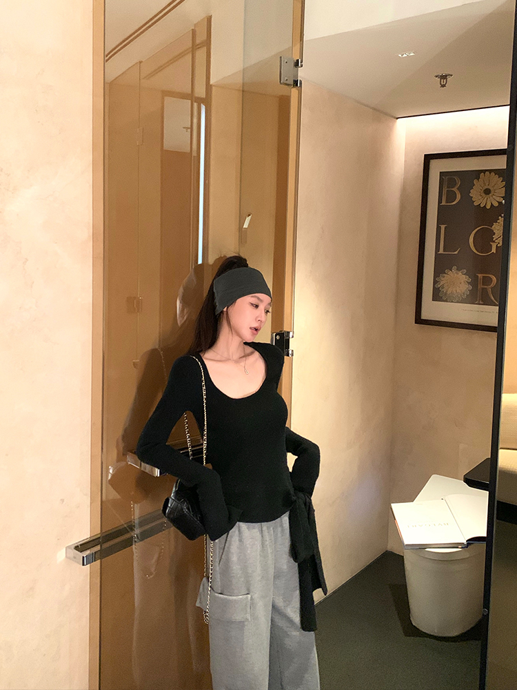 Deconstructed Art Vintage U-Neck Knit Sweater Top with Tie Design for Women - Perfect Winter Layering Piece Deconstructed Art Vintage U-Neck Knit Sweater Top with Tie Design for Women - Perfect Winter Layering Piece