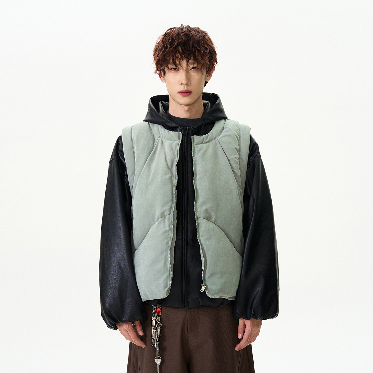 Deconstructed Cotton Vest for Men - High-End Layered Outerwear with American High Street Vibe, Versatile Fashion Statement