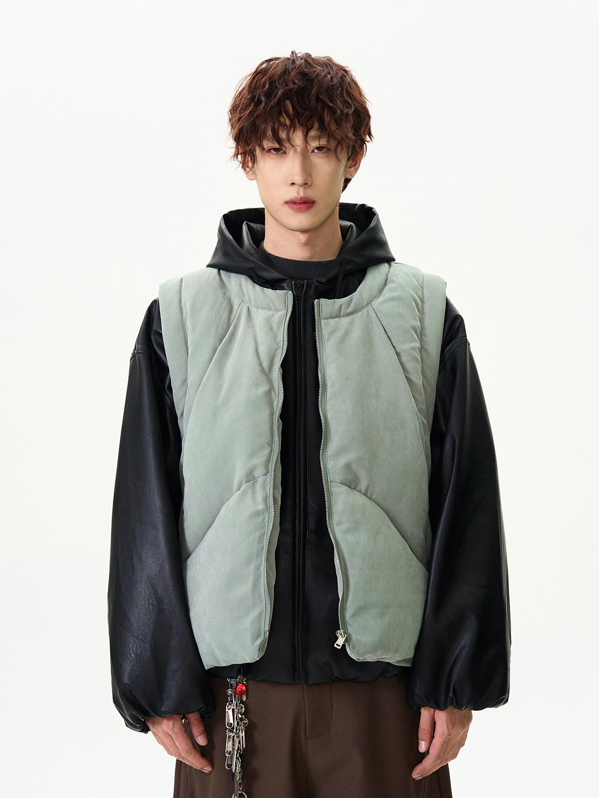 Deconstructed Cotton Vest for Men - High-End Layered Outerwear with American High Street Vibe, Versatile Fashion Statement