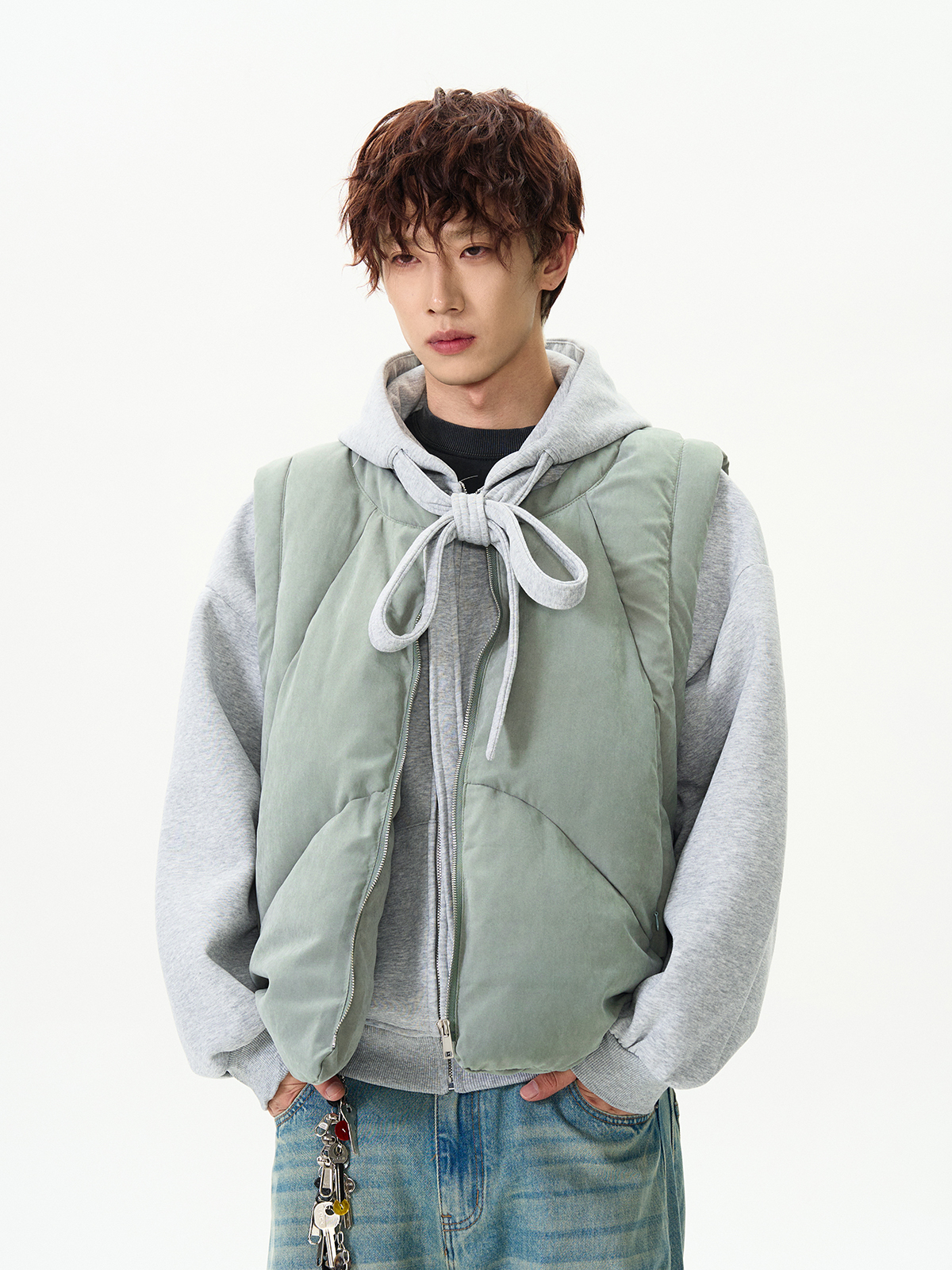 Deconstructed Cotton Vest for Men - High-End Layered Outerwear with American High Street Vibe, Versatile Fashion Statement Deconstructed Cotton Vest for Men - High-End Layered Outerwear with American High Street Vibe, Versatile Fashion Statement