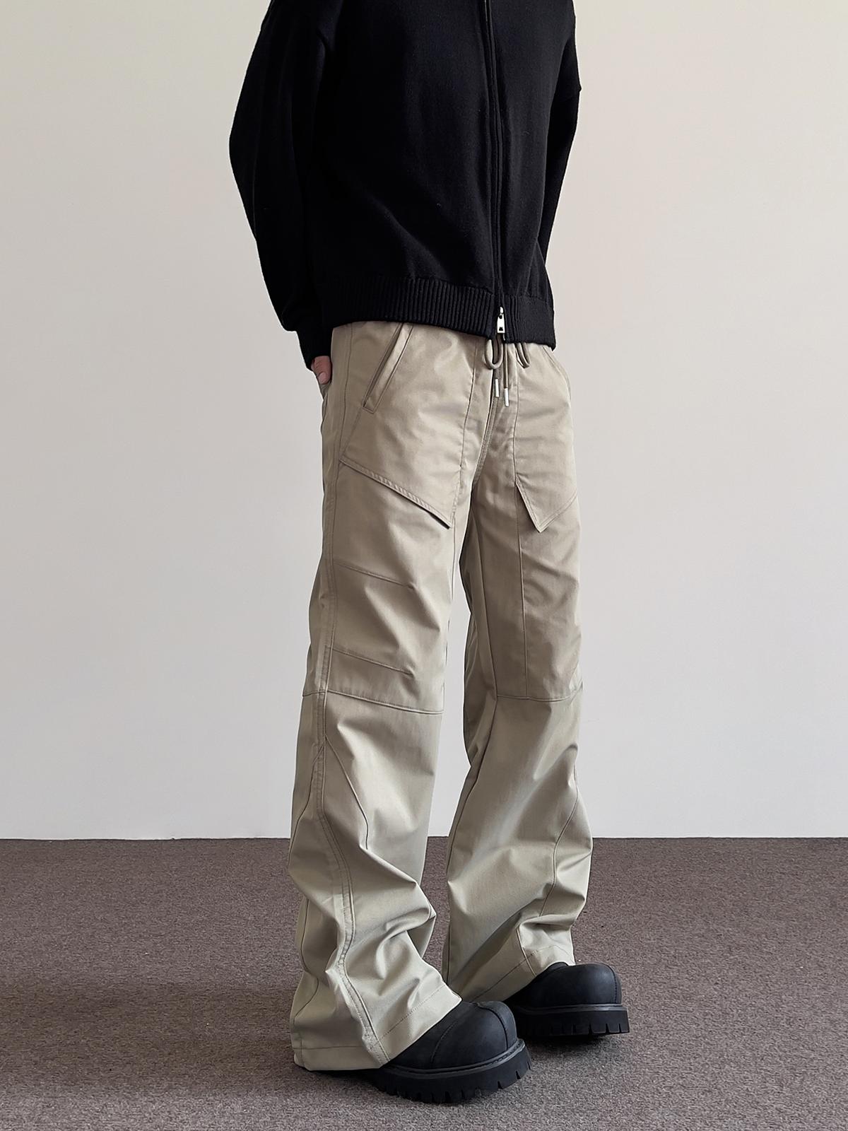 Deconstructed Loose-Fit Casual Pants for Men - High Street American Style, Straight Leg, Micro-Flare, Drawstring Trousers Deconstructed Loose-Fit Casual Pants for Men - High Street American Style, Straight Leg, Micro-Flare, Drawstring Trousers