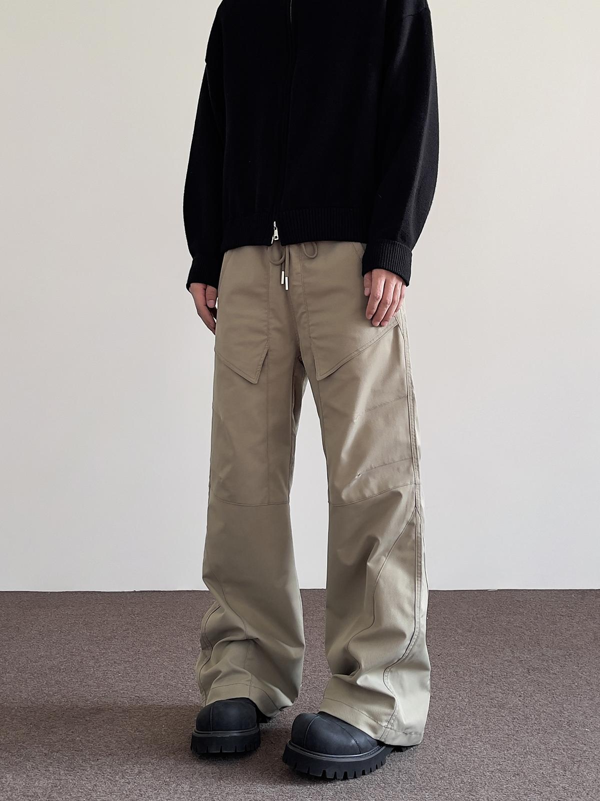 Deconstructed Loose-Fit Casual Pants for Men - High Street American Style, Straight Leg, Micro-Flare, Drawstring Trousers Deconstructed Loose-Fit Casual Pants for Men - High Street American Style, Straight Leg, Micro-Flare, Drawstring Trousers