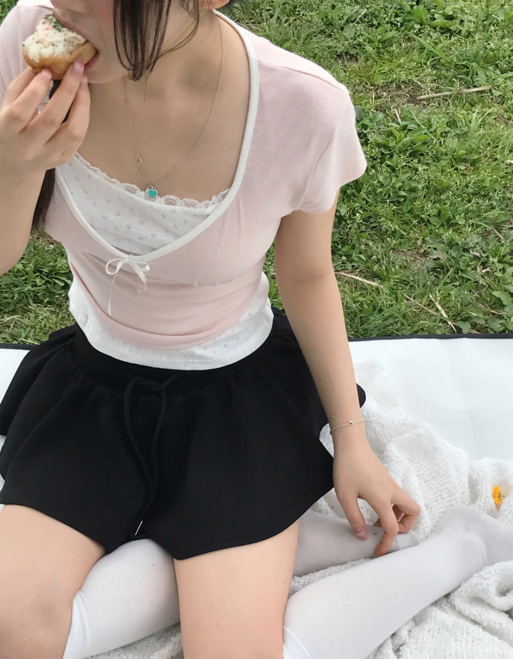 Deep V Lace Strap Short-Sleeved T-Shirt - Korean Style Summer Cloudemotion25 Sweet Design Deep V Lace Strap Short-Sleeved T-Shirt - Korean Style Summer Cloudemotion25 Sweet Design