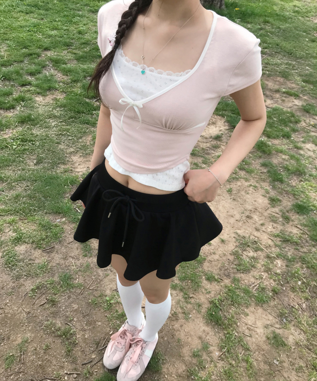 Deep V Lace Strap Short-Sleeved T-Shirt - Korean Style Summer Cloudemotion25 Sweet Design Deep V Lace Strap Short-Sleeved T-Shirt - Korean Style Summer Cloudemotion25 Sweet Design