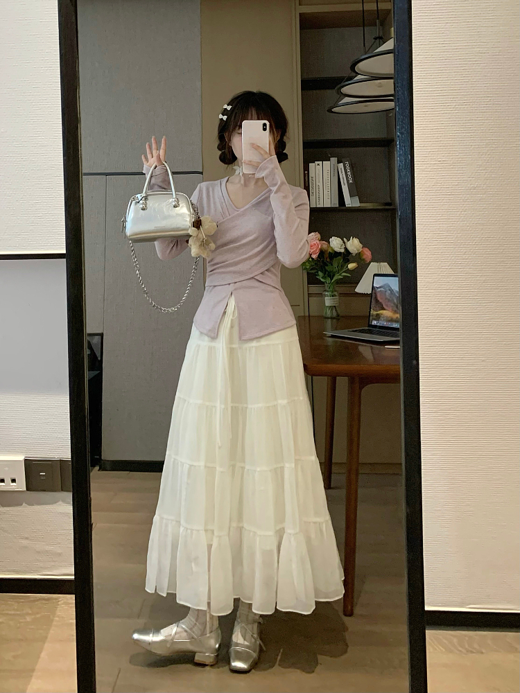 Delicate Cross Design Purple Slim Fit T-Shirt for Women - Spring Style, Gentle Aesthetic, Perfect for 90s and Y2K Fashion Trends