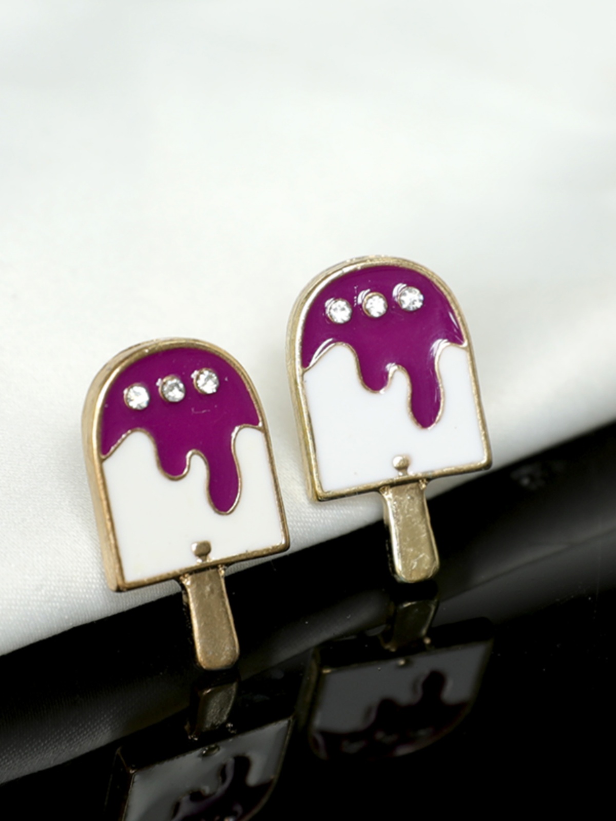 Delicate Gold-Plated Dripping Diamond Ice Cream Earrings - Fashionable Versatile Ear Accessories for Women