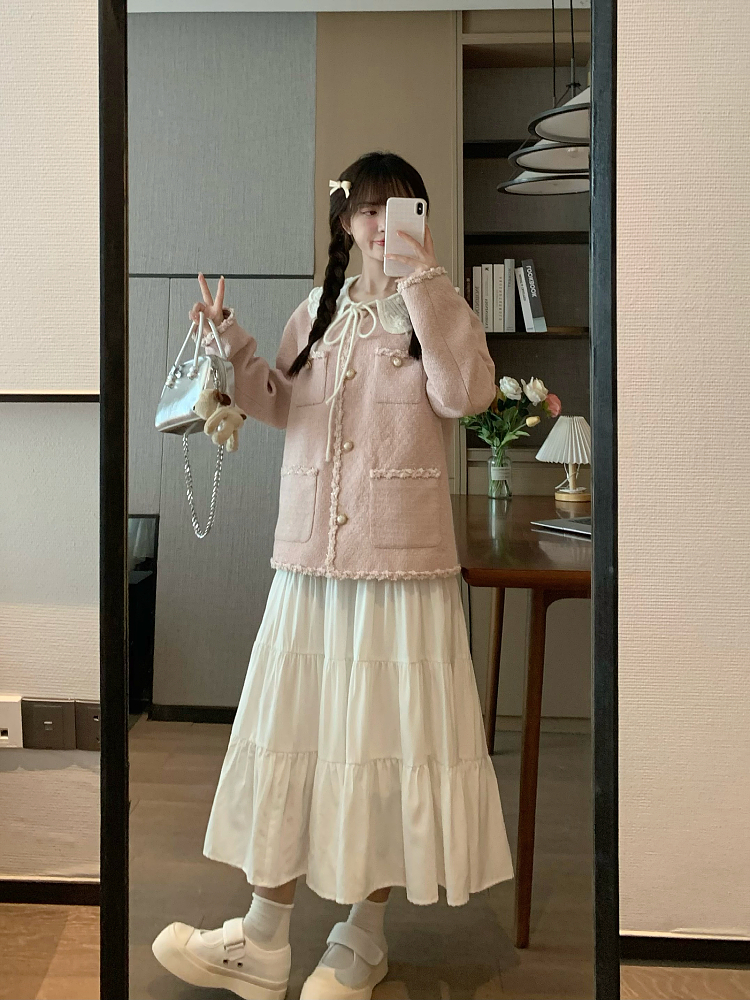 Delicate Pink Chinese-Style Top Coat for Women - Sweet Spring Fashion, Gentle Streetwear, High-End Temperament Design