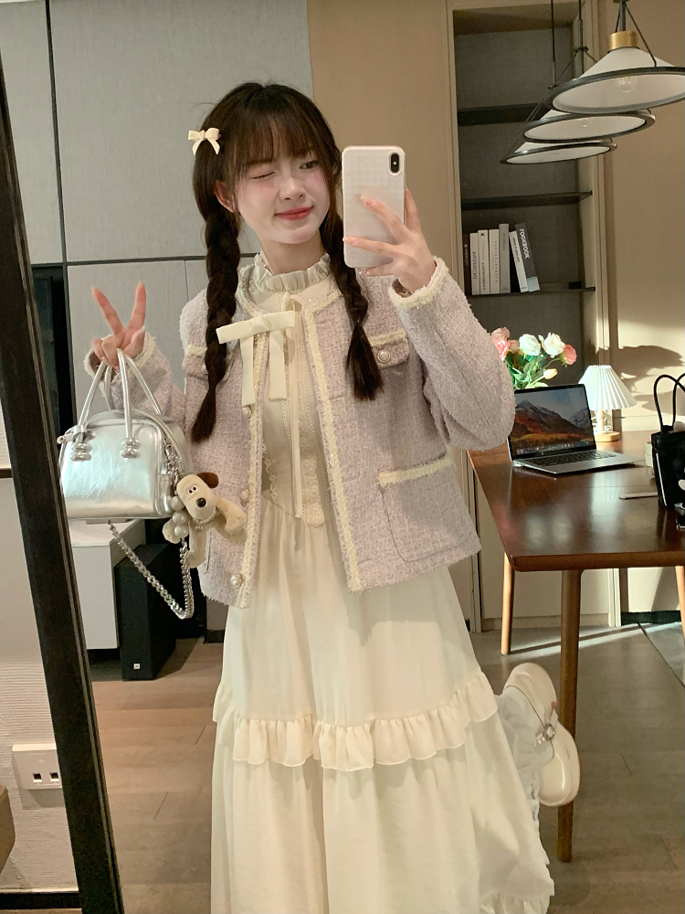 Delicate Spring Purple Korean Style Jacket - Chic Design, Slimming Fit, Elegant Women's Outerwear