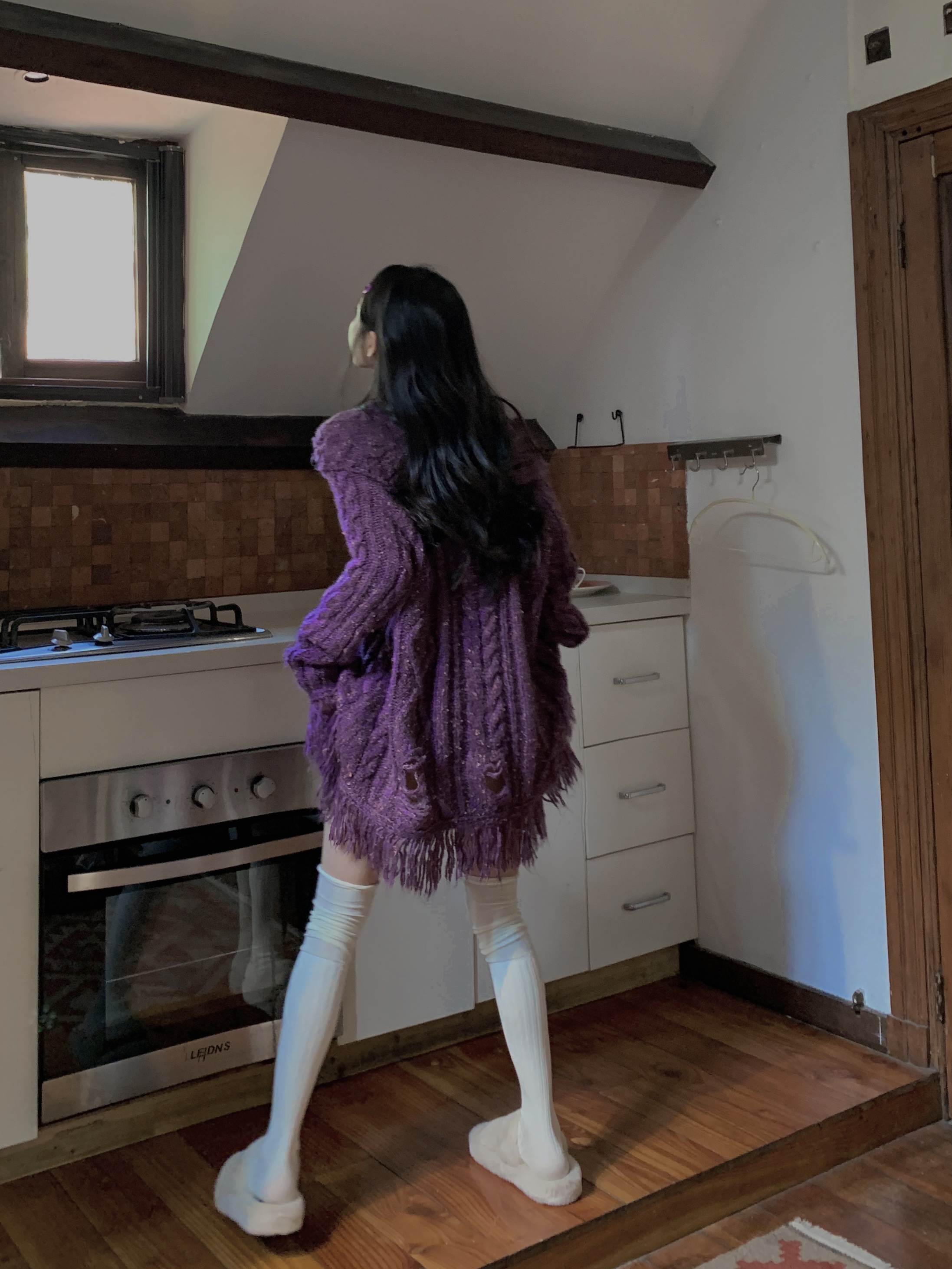 Desire Purple Ripped Shoulder Knit Sweater for Women - Retro Lazy Style Top with Killer Design Desire Purple Ripped Shoulder Knit Sweater for Women - Retro Lazy Style Top with Killer Design