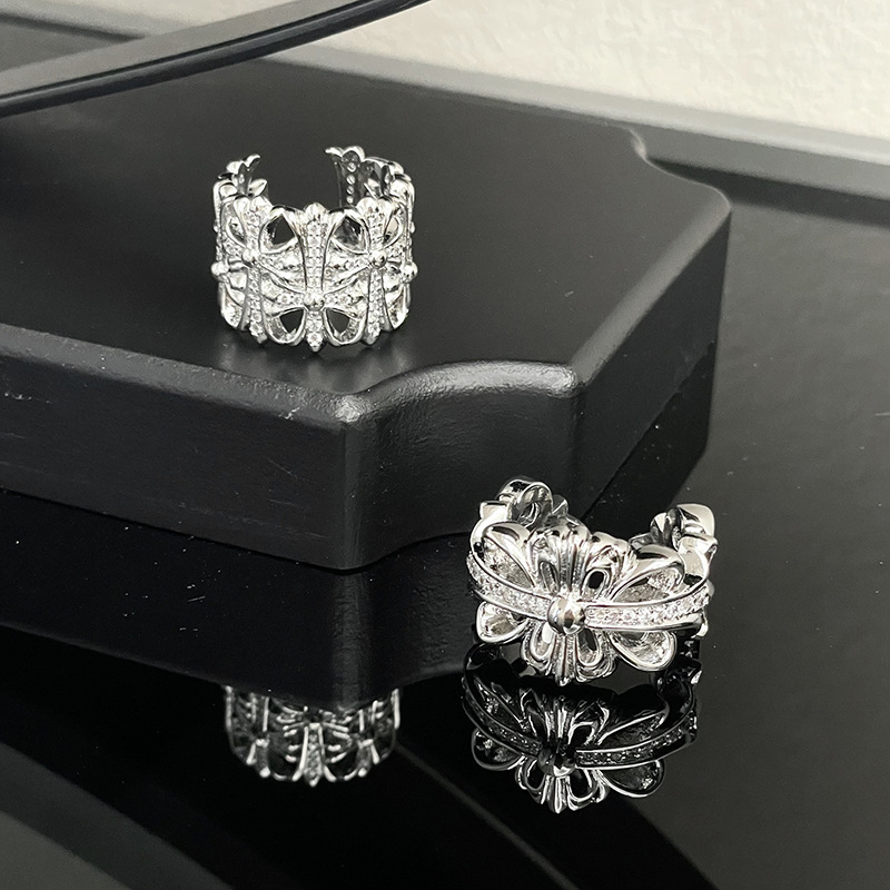 Diamond-Studded Cross Ring for Women, Unique Heavywork Design, Fashionable Statement Ring for Index Finger Diamond-Studded Cross Ring for Women, Unique Heavywork Design, Fashionable Statement Ring for Index Finger