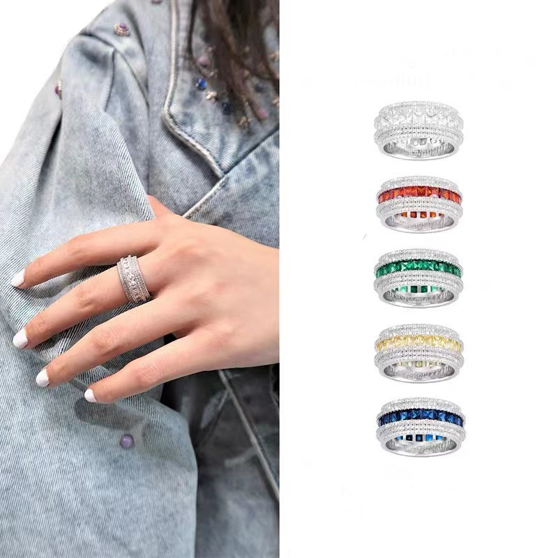 Diamond-Studded Wide Ring for Women - Luxurious Personalized Square Sugar Ring - High-End Fashion Jewelry 2025 Diamond-Studded Wide Ring for Women - Luxurious Personalized Square Sugar Ring - High-End Fashion Jewelry 2025