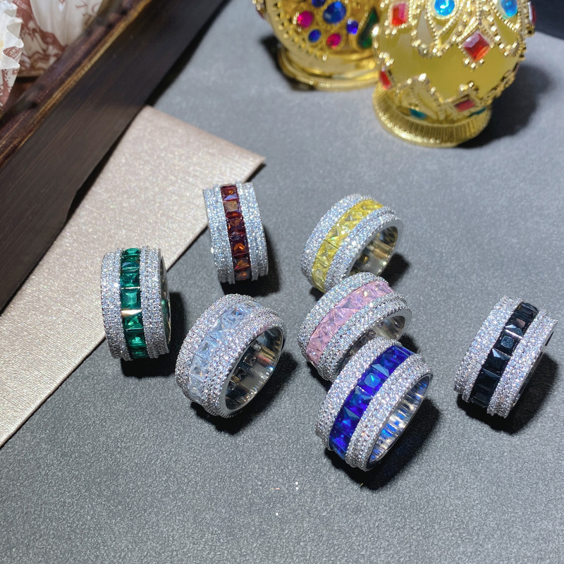 Diamond-Studded Wide Ring for Women - Luxurious Personalized Square Sugar Ring - High-End Fashion Jewelry 2025 Diamond-Studded Wide Ring for Women - Luxurious Personalized Square Sugar Ring - High-End Fashion Jewelry 2025