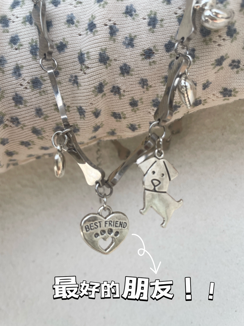 Dog Bone Bead Choker Necklace - Cute Niche Design, Hot Girl Titanium Steel, Trendy 90s Y2K Jewelry Dog Bone Bead Choker Necklace - Cute Niche Design, Hot Girl Titanium Steel, Trendy 90s Y2K Jewelry