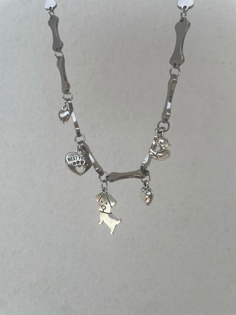 Dog Bone Bead Choker Necklace - Cute Niche Design, Hot Girl Titanium Steel, Trendy 90s Y2K Jewelry Dog Bone Bead Choker Necklace - Cute Niche Design, Hot Girl Titanium Steel, Trendy 90s Y2K Jewelry