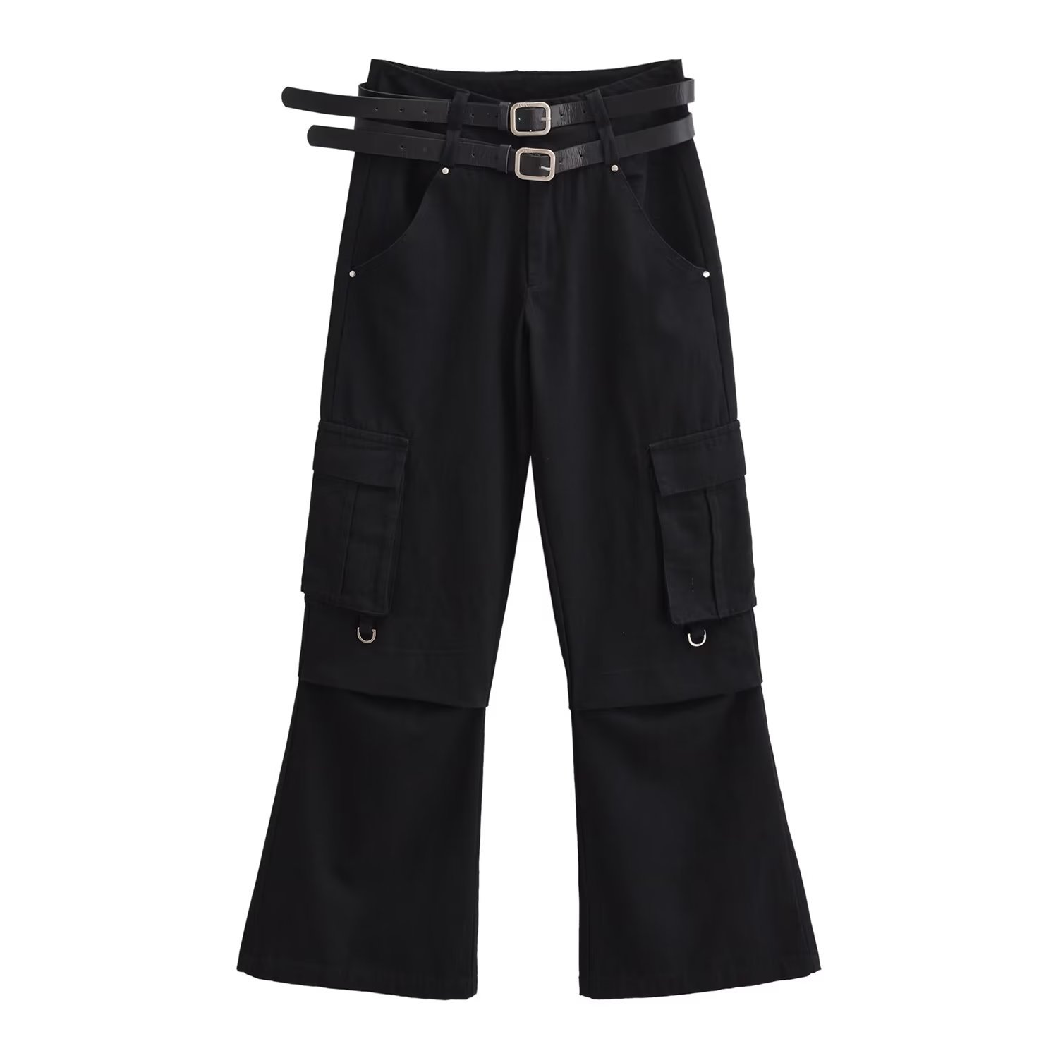 Double-Belt Straight-Leg Work Pants for Women - Loose Jazz Dance Casual Trousers, Trendy Street Style, Versatile Fashion Bottoms Double-Belt Straight-Leg Work Pants for Women - Loose Jazz Dance Casual Trousers, Trendy Street Style, Versatile Fashion Bottoms