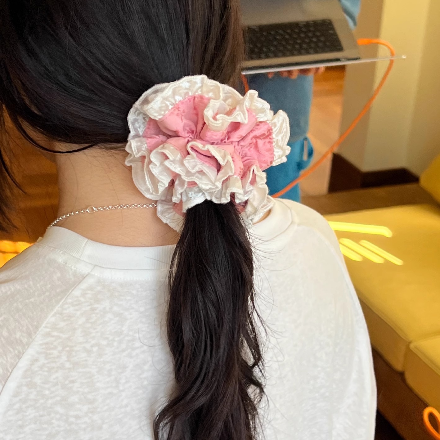 Double-Layer Lace Floral Hair Tie - Elegant Fresh Literary Hair Accessory for Stylish Updos and Ponytails
