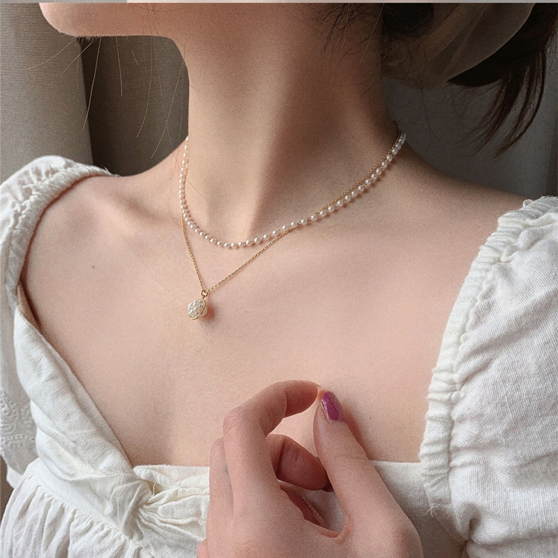 Double-Layer Pearl Necklace - Light Luxury High-End Design Neck Chain for Elegant Style