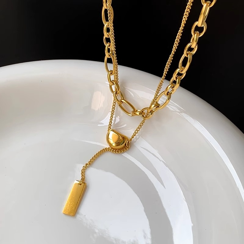 Double-Layer Stacked Necklace - Minimalist Choker in Exaggerated Trendy Style for Chic Fashion Lovers