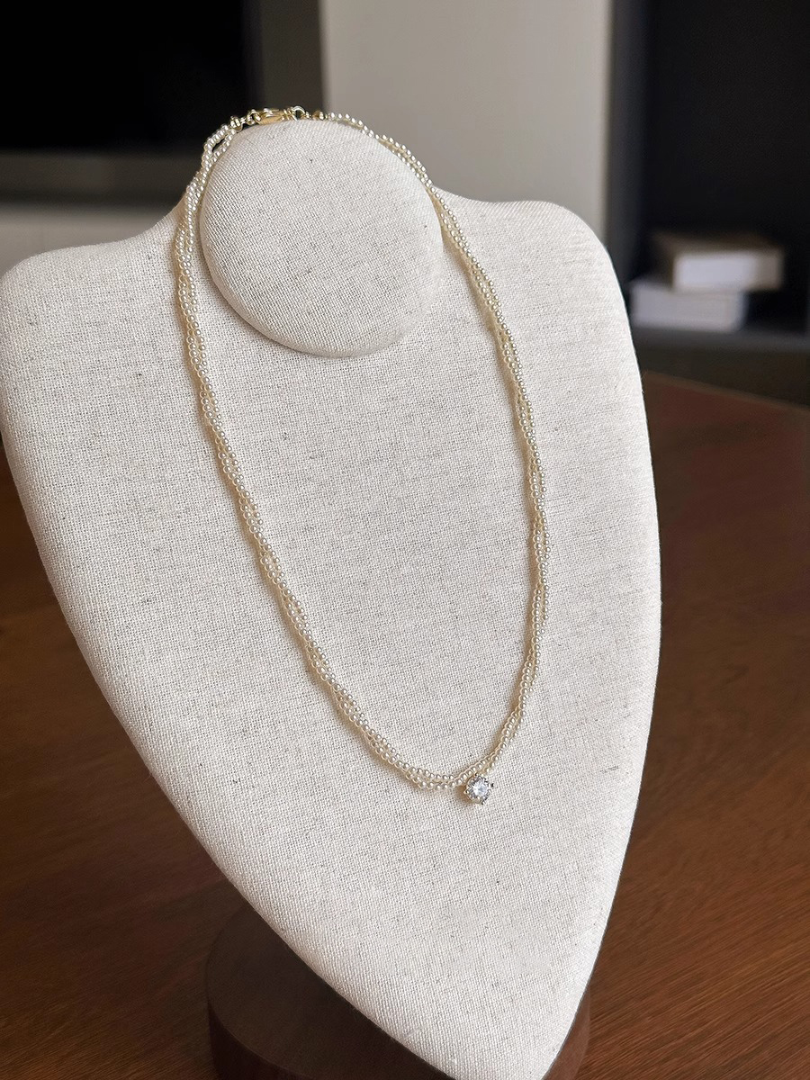 Double Layer Wrapped Zircon Pearl Necklace for Women - Light Luxury Clavicle Jewelry, Chic Commuter Style, Elegant Accessory Double Layer Wrapped Zircon Pearl Necklace for Women - Light Luxury Clavicle Jewelry, Chic Commuter Style, Elegant Accessory