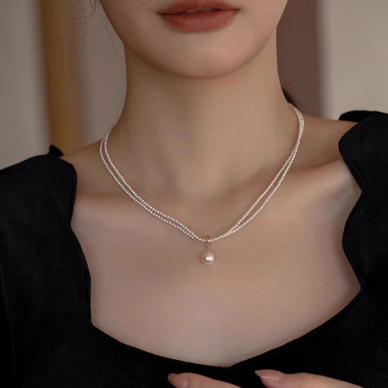 Double-Layered Pearl Necklace for Women, High-End Clavicle Chain, Elegant Fashion Jewelry, Chic Layered Neck Chain