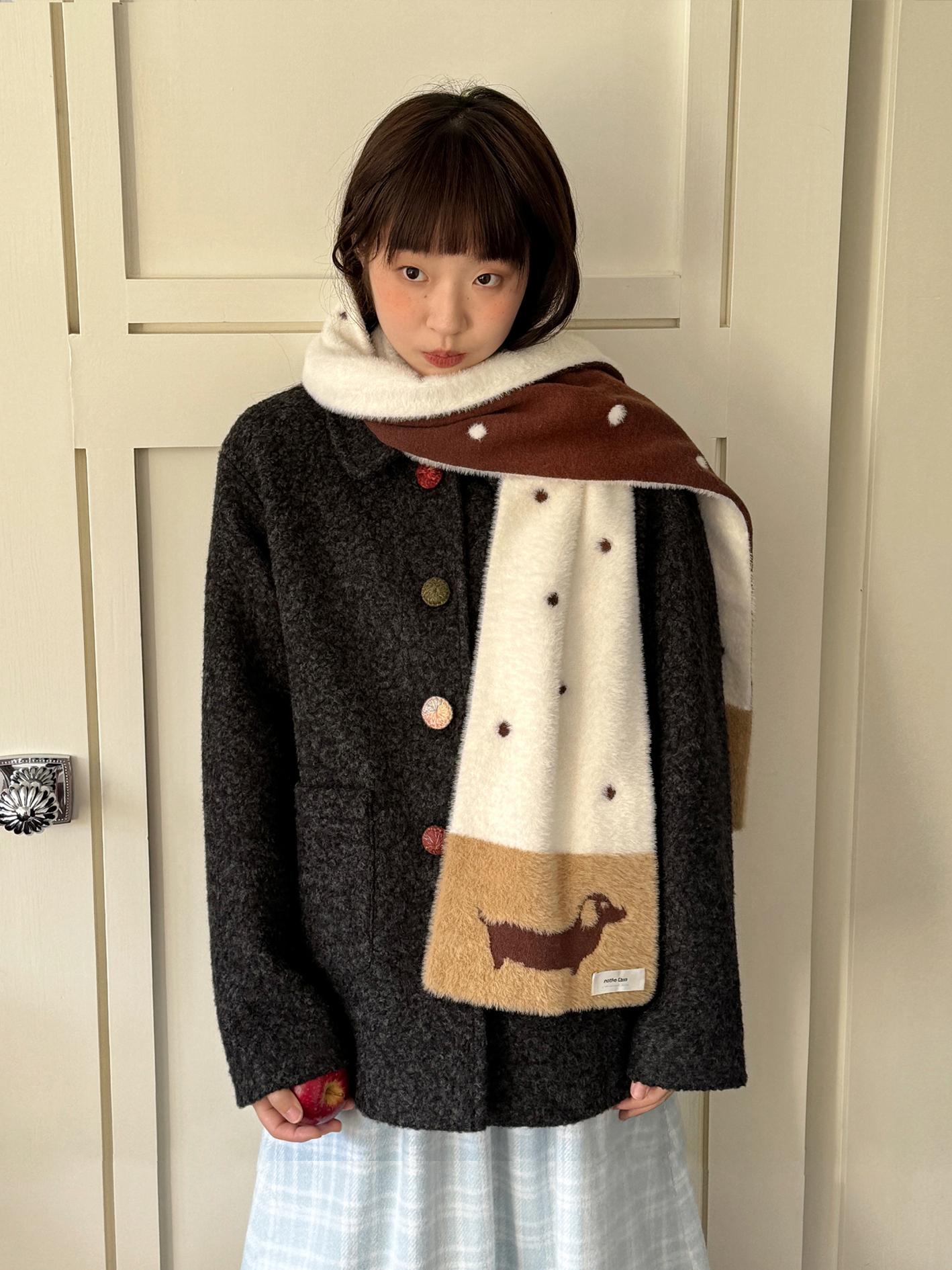 Double-Sided Polka Dot Scarf for Autumn & Winter - Cute Warm Neck Scarf, Puppy Gallery Design, Stylish Accessory for Cozy Outfits Double-Sided Polka Dot Scarf for Autumn & Winter - Cute Warm Neck Scarf, Puppy Gallery Design, Stylish Accessory for Cozy Outfits