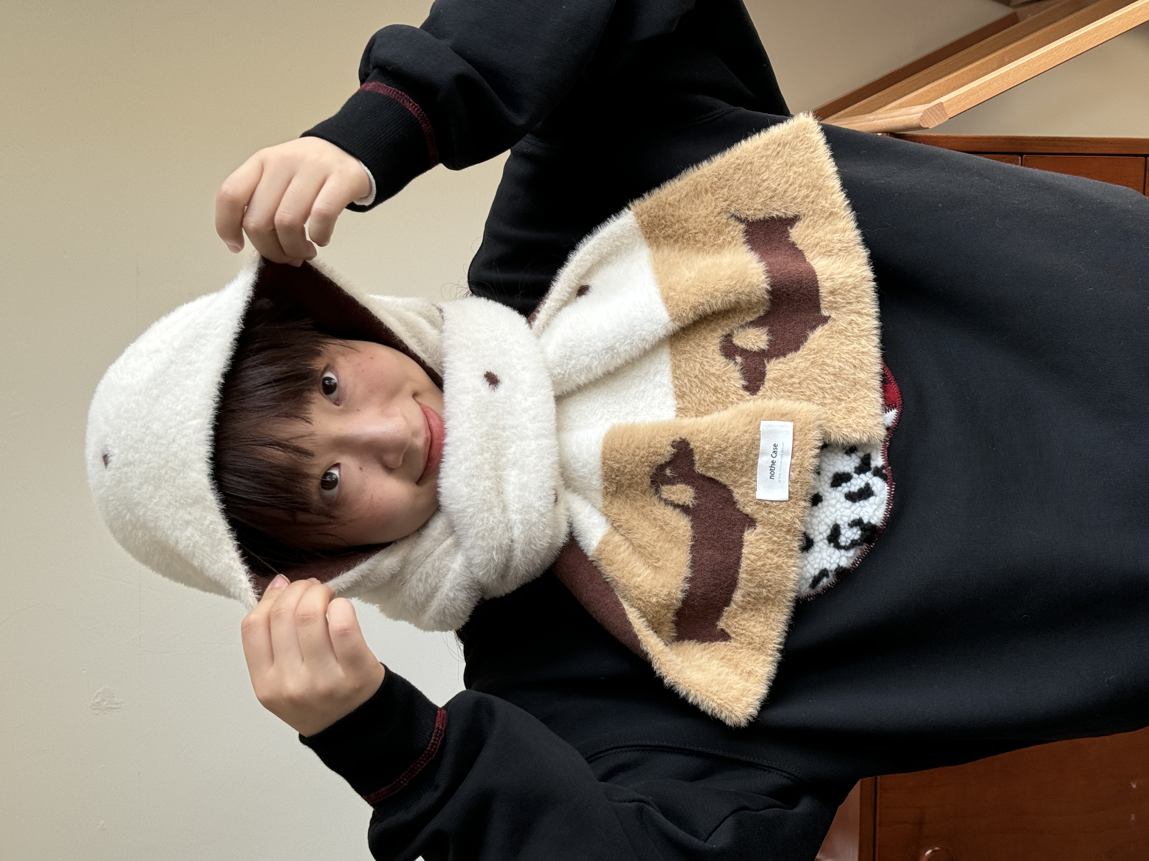 Double-Sided Polka Dot Scarf for Autumn & Winter - Cute Warm Neck Scarf, Puppy Gallery Design, Stylish Accessory for Cozy Outfits