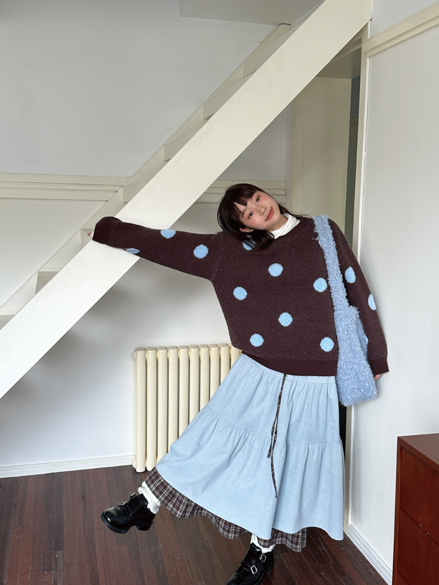 Double-Thick Polka Dot Pullover Sweater for Autumn Winter, Versatile Outerwear and Innerwear, Cozy Chic Style