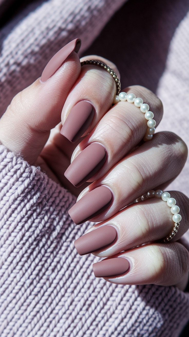 dusty rose nail color outfit idea