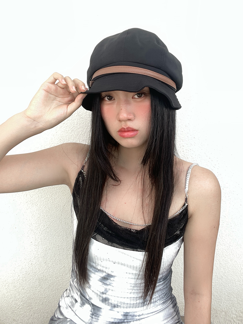 Early Spring Retro Sweet Elegant Octagonal Sun Hat with Side Belt - Small Face-Shaping Women's Niche Hat