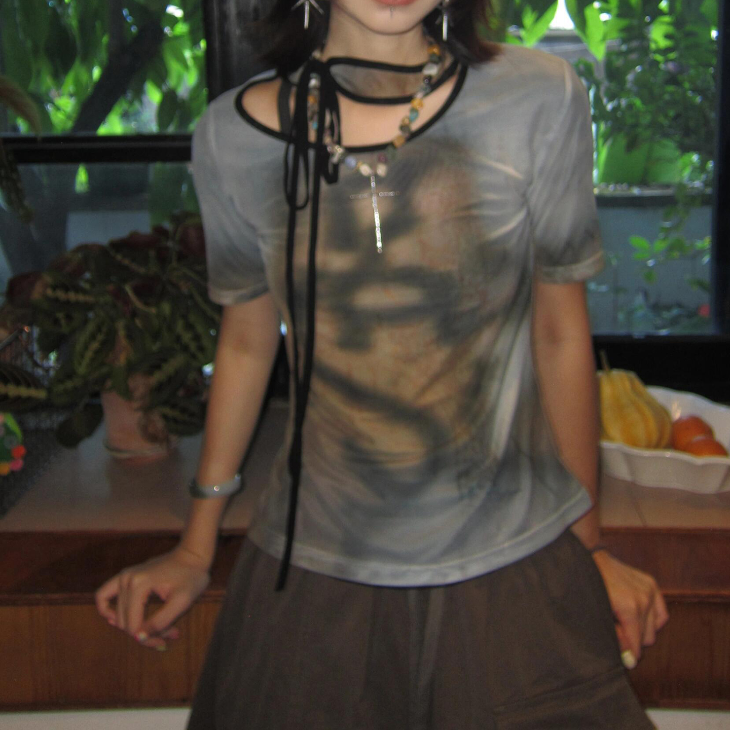 Eccentric American Retro Printed Short-Sleeve T-Shirt - Stylish Casual Slim-Fit Top for Women - Versatile Y2K Fashion