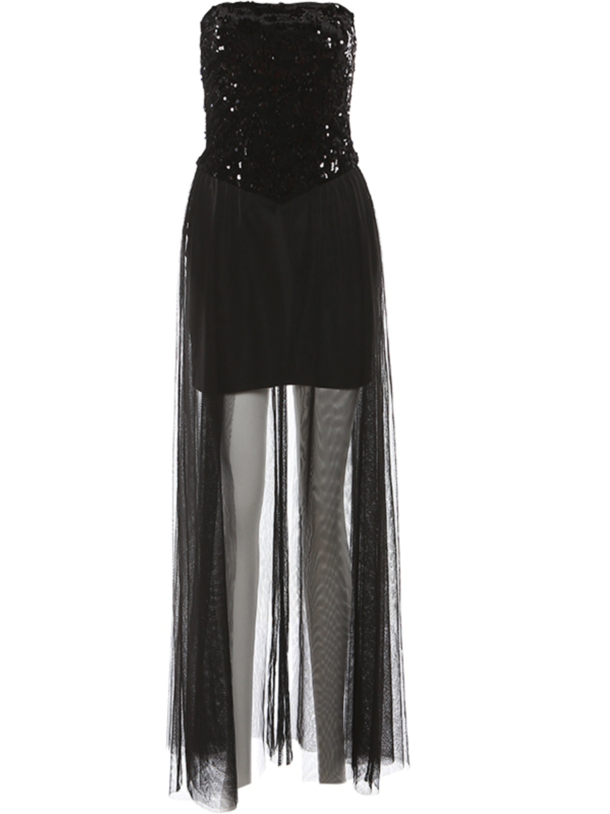 Eccentric Girl Hepburn Style Strapless Long Dress with Mesh Splicing, Slimming Little Black Dress, Chic 90s Fashion Eccentric Girl Hepburn Style Strapless Long Dress with Mesh Splicing, Slimming Little Black Dress, Chic 90s Fashion