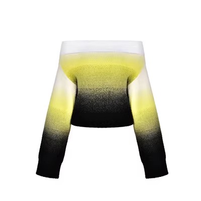 Eccentric Gradient One-Shoulder Sweater for Women - Autumn Off-Shoulder Long Sleeve Knit Top in Casual Style Eccentric Gradient One-Shoulder Sweater for Women - Autumn Off-Shoulder Long Sleeve Knit Top in Casual Style