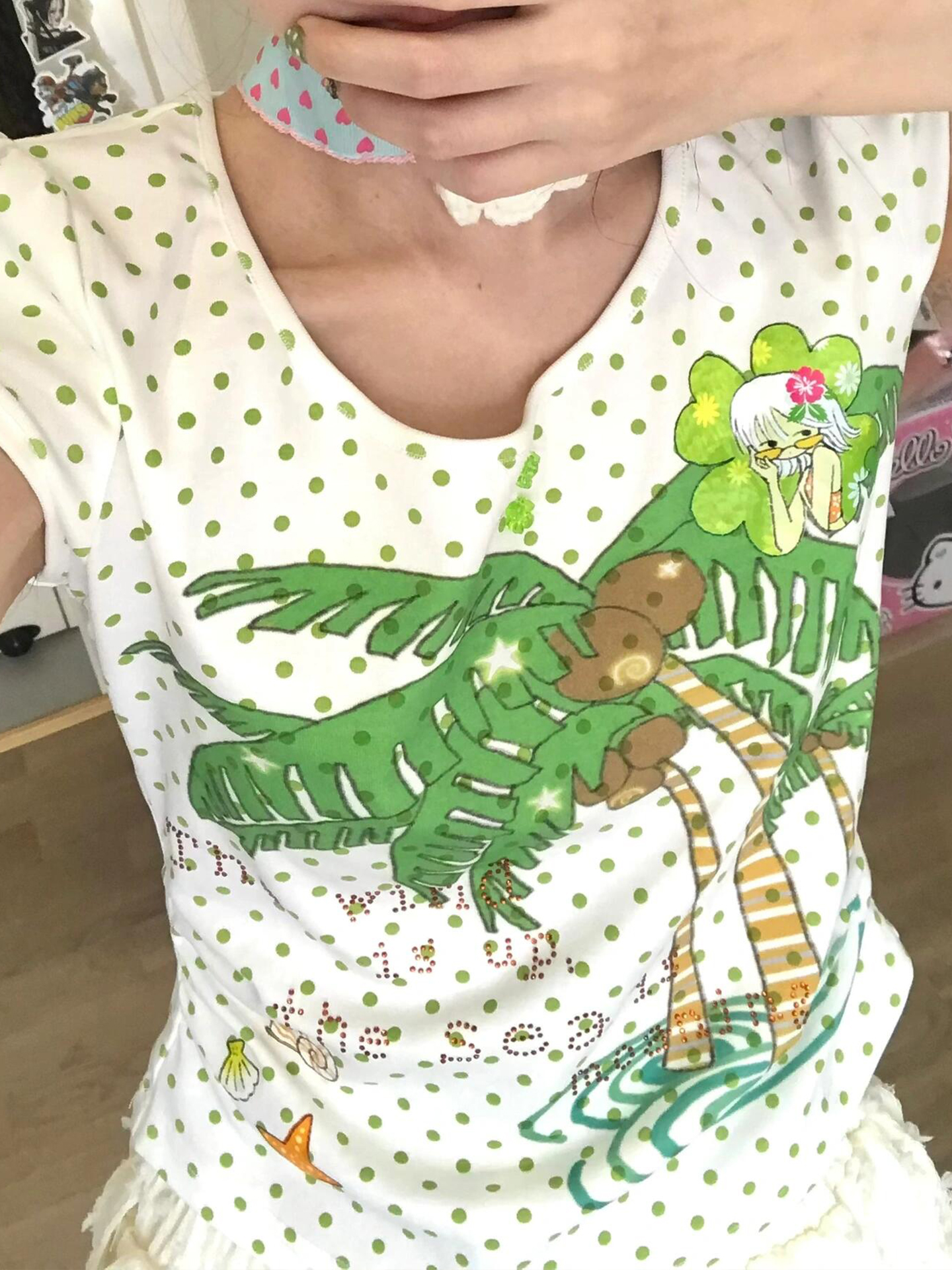 Eccentric Sweet Printed Short Sleeve T-shirt - Elegant Casual Slim-Fit Top for Women, Versatile Waist-Cinching Style Eccentric Sweet Printed Short Sleeve T-shirt - Elegant Casual Slim-Fit Top for Women, Versatile Waist-Cinching Style