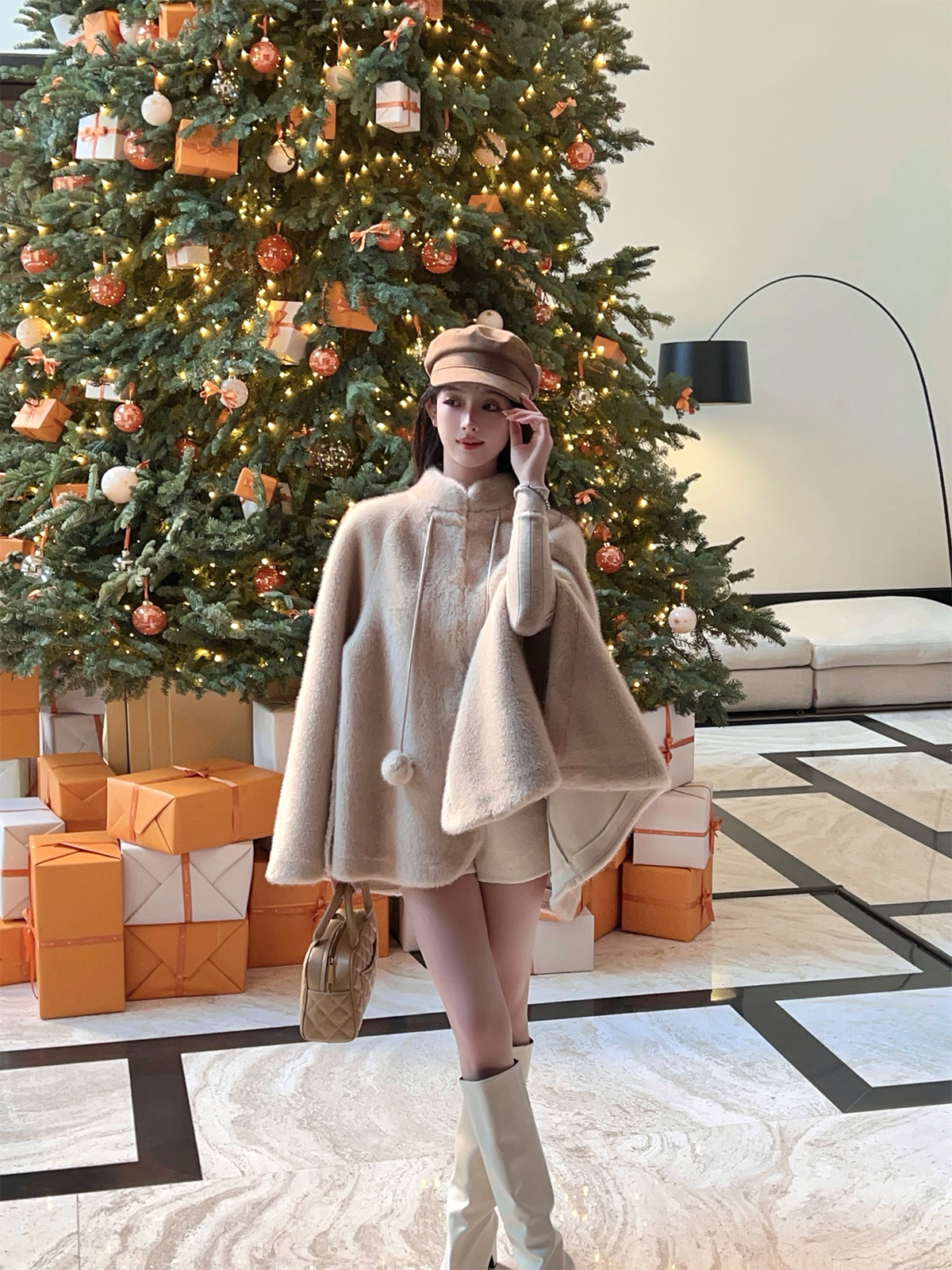 Eco-Friendly Imitation Mink Fur Short Thick Cape Coat for Women - Winter Fashion, Cozy Layering, Stylish Outerwear Eco-Friendly Imitation Mink Fur Short Thick Cape Coat for Women - Winter Fashion, Cozy Layering, Stylish Outerwear