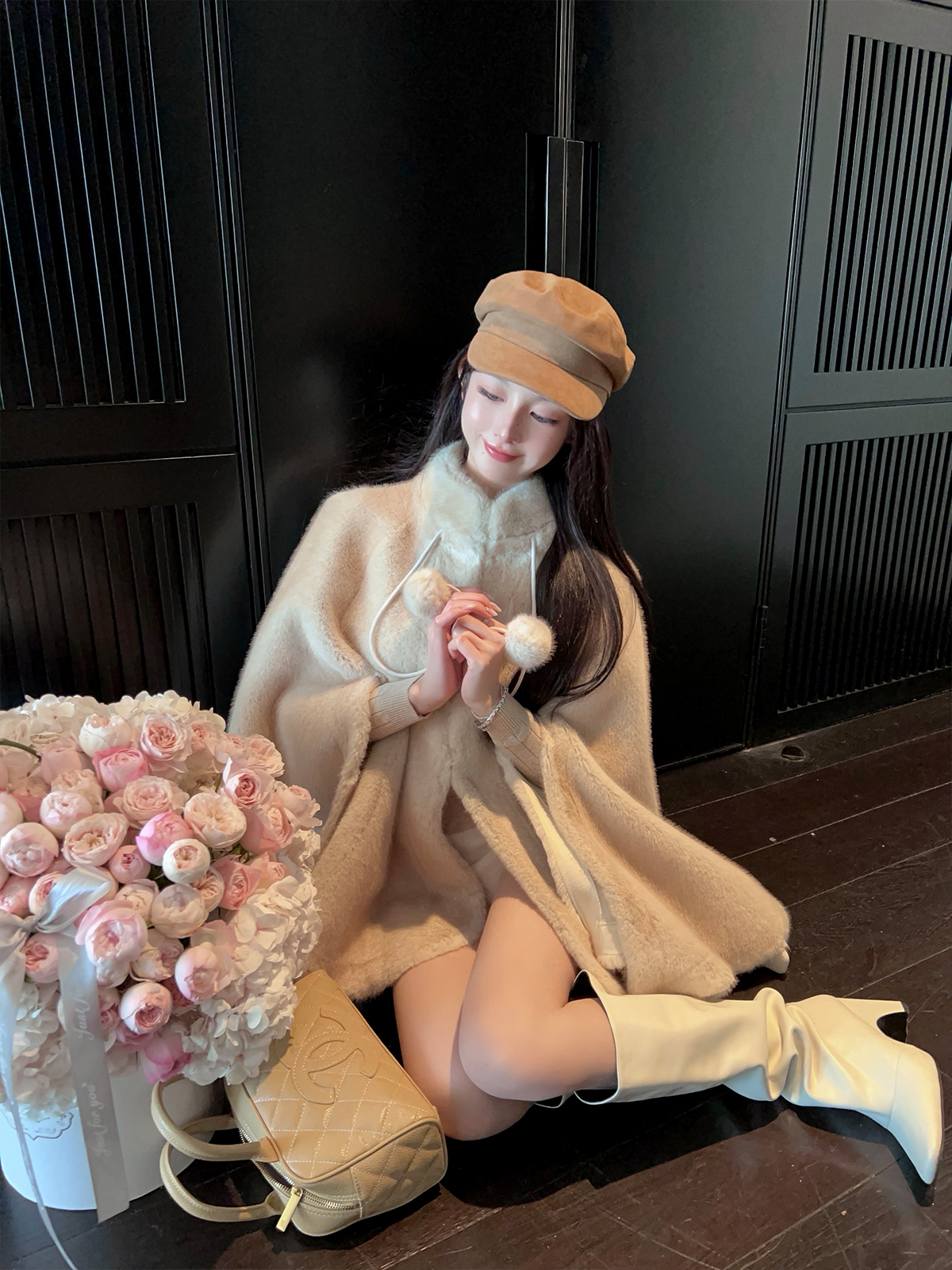 Eco-Friendly Imitation Mink Fur Short Thick Cape Coat for Women - Winter Fashion, Cozy Layering, Stylish Outerwear Eco-Friendly Imitation Mink Fur Short Thick Cape Coat for Women - Winter Fashion, Cozy Layering, Stylish Outerwear