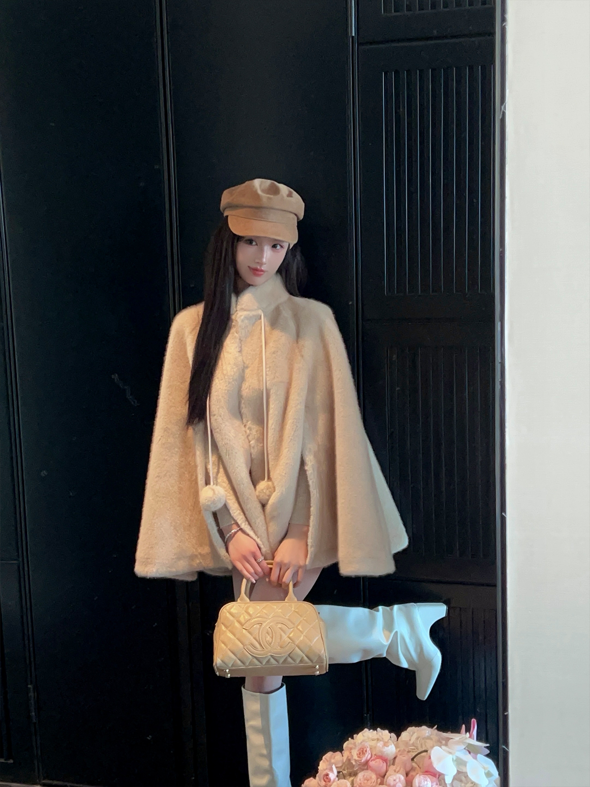 Eco-Friendly Imitation Mink Fur Short Thick Cape Coat for Women - Winter Fashion, Cozy Layering, Stylish Outerwear Eco-Friendly Imitation Mink Fur Short Thick Cape Coat for Women - Winter Fashion, Cozy Layering, Stylish Outerwear