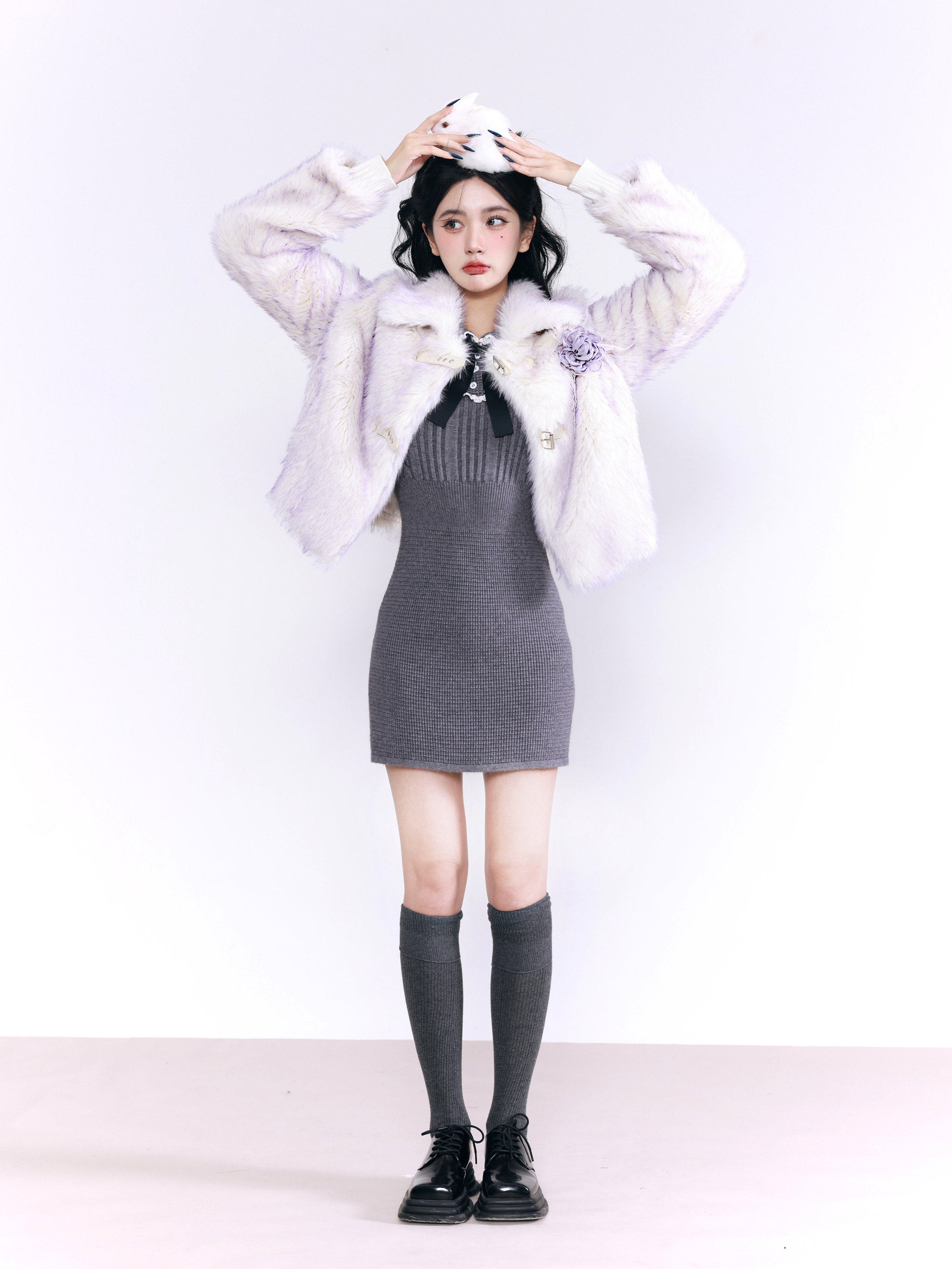 Eco-Friendly Purple Fur Coat for Women - Gentle Warm Temperament Socialite Style, Perfect for 90s and Y2K Fashion