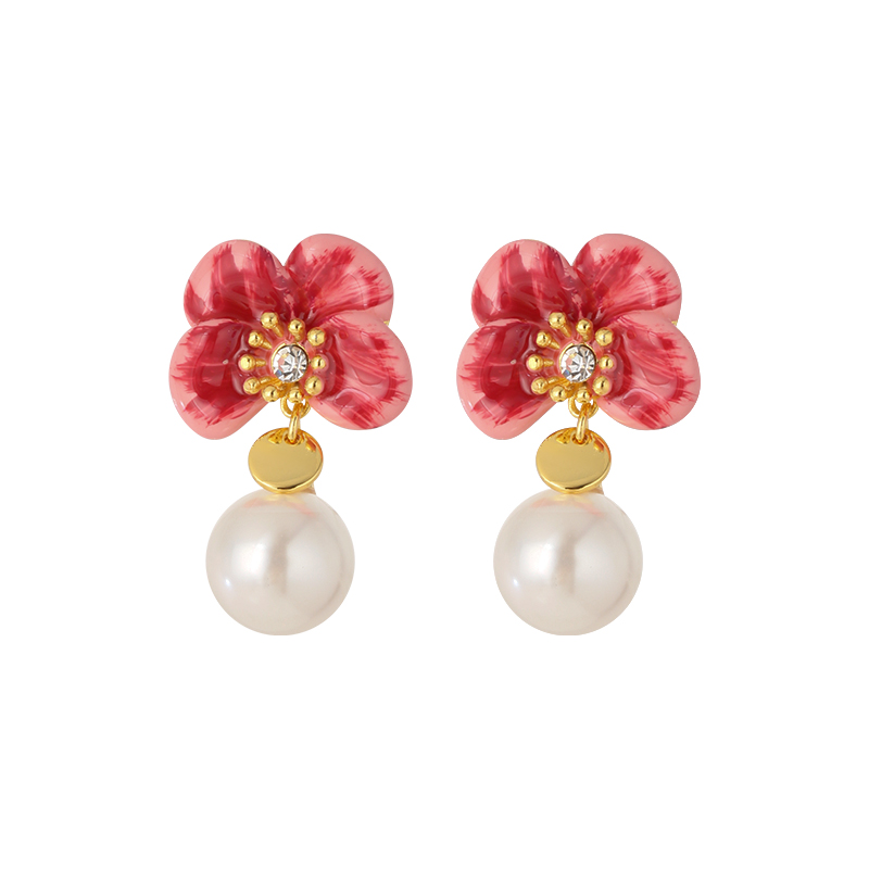 Elegant 3D Flower Pearl Earrings for Women, French Light Luxury Design, Chic Socialite Accessories, Trendy 2025 Style Elegant 3D Flower Pearl Earrings for Women, French Light Luxury Design, Chic Socialite Accessories, Trendy 2025 Style