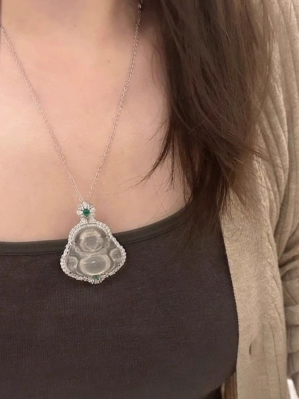 Elegant Agate Buddha Necklace - Chinese-Style Pendant Clavicle Chain, Boho Chic Jewelry for Y2K and 90s Inspired Fashion Elegant Agate Buddha Necklace - Chinese-Style Pendant Clavicle Chain, Boho Chic Jewelry for Y2K and 90s Inspired Fashion