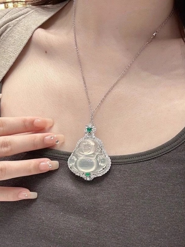 Elegant Agate Buddha Necklace - Chinese-Style Pendant Clavicle Chain, Boho Chic Jewelry for Y2K and 90s Inspired Fashion Elegant Agate Buddha Necklace - Chinese-Style Pendant Clavicle Chain, Boho Chic Jewelry for Y2K and 90s Inspired Fashion