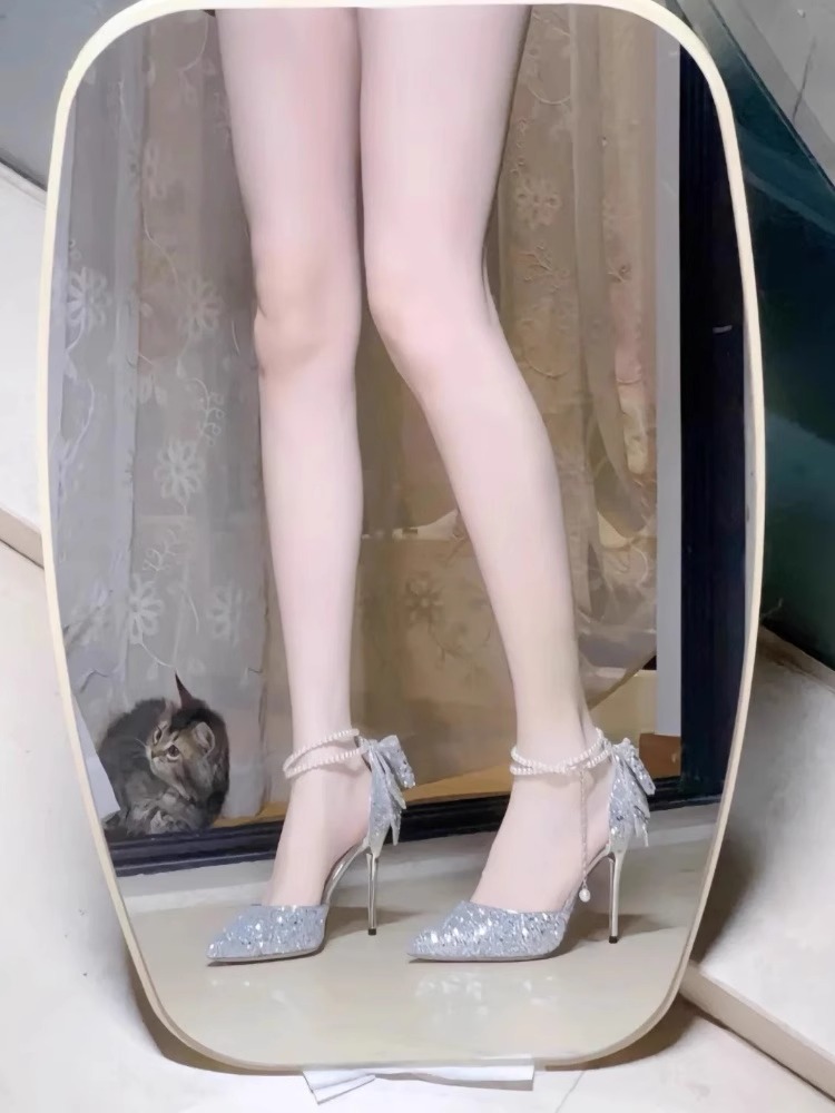 Elegant Black High-Heeled Shoes for Women, 2025 Thin Heel One-Strap Buckle Design, Chic Party Dress Footwear, High-End Style Elegant Black High-Heeled Shoes for Women, 2025 Thin Heel One-Strap Buckle Design, Chic Party Dress Footwear, High-End Style